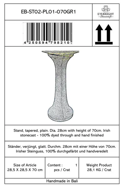Artikelbild 6 des Artikels “Merapi - Sockel, verjüngt, glatt, Ø 28cm, 70cm H | Steinguss “